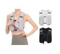 Pack of Two Multi-Pocket Reflective Running Vest Backpack: Black