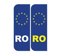 Pack of Two RO Romania Euro Car Number Plate Stickers 104mm by 35mm