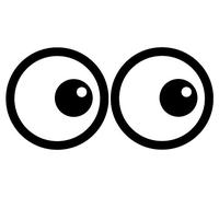 Pack of Two Round Cartoon Eyes Funny Kids car Van Decal Stickers Each Sticker Measures 97mm.