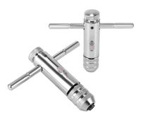 Pack of Two Tap Wrench Adjustable T Bar Handle Ratchet Tap Holder, Capacity Range M5-M12/M3-M8 Threading Wrench T-Shaped Tapping Thread Metric Plug Tapper Tool