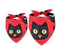 Pack of Two Translucent Light and Breathable Chiffon Yarn Pet Scarves Halloween Cat Pumpkin Red Pattern Size 40.6x40.6x58/53.3x53.3x76.2cm