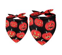 Pack of Two Translucent Light and Breathable Chiffon Yarn Pet Scarves Halloween Red Funny Pumpkins Size 40.6x40.6x58/53.3x53.3x76.2cm