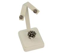 Pack of Two White Leatherette Ring & Stud/Drop Earring Stand Jewellery Display