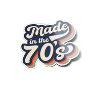 Pack of Vinyl Stickers "Made in the 70's" Retro 70s Water & UV Resistant Decoration Year of Birth Vintage Date Fashion for Computer and Bottle and Car Decoration 8 cm
