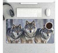 Pack of Wolves Gaming Mouse Pad 12x24 Inch Desk Pad Protector Waterproof Non-Slip Rubber Base Keyboard Mat Extra Large Desktop Mat for Office Home Computer Laptop Table Accessory