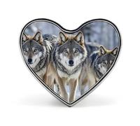 Pack of wolves Heart Brooch Pin Monkey for Backpacks Or Lapels Valentine Pin Anniversary