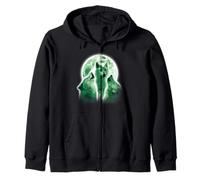 Pack Of Wolves Howling In The Moon Light Wolf Lover Art Zip Hoodie