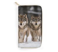 Pack of Wolves Leather Wallet, Bifold Stylish Wallets, Credit Card Holder for Passport Covers, Purse Passport Bag for Men Women