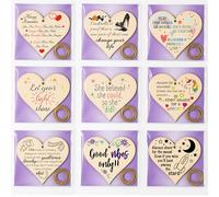 Pack of Wooden Hanging Hearts with Inspirational Quotes - Make a Set of Rustic Decorative Plaques for Wall or Door - Motivational Gifts for Women, Friends, Teens