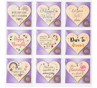 Pack of Wooden Hanging Hearts with Inspirational Quotes - Make Your Own Set of Gift-Ready Rustic Wall Signs for Women, Teens, Friends - Thoughtful Home Decor Plaque