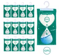 (PACK OF12) DEHUMIDIFIER WARDROBE HANGING BAGS 250G DAMP MOISTURE MOULD MILDEW TRAP FOR HOME