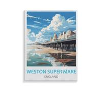 Pack Paint by Numbers Kits for Adults, Painting Kits for Beginners On Clear Colored Canvas, Weston Super Mare England Easy DIY Acrylic Pigment Drawing Paintwork for Home Wall Decor, 20x30cm(AA-1232）