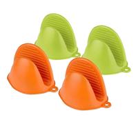 Pack Silicone Oven Mitts, Mini Heat Resistant Pot Holders (Green & Orange)