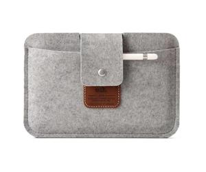 Pack & Smooch For iPad Mini Case Sleeve Sleeve LLEYN Made of 100% Merino wool felt Handmade in Germany - Grey/Light brown