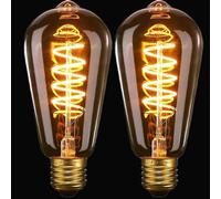 Pack ST64 Vintage Edison Bulbs - 4W 40W Dimmable Spiral Flexible Filament LED Bulbs - No Flicker E27 Screw Retro Light Bulb
