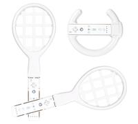 Pack Wheel Steering Wheel +2x Tennis Racket for Wii-U Wiimote Controller Remote