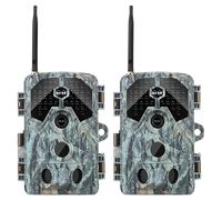 Pack x2 4K WIFI 64MP Caméra de surveillance 100ft Vision nocturne activée par le mouvement, vitesse de déclenchement de 0,1 seconde, sans lueur, étanche, pour l'observation de la faune et la sécurité