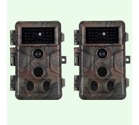 Pack x2 Caméra et Moniteurs de Chasse 64MP 1296P avec Son et Vision Nocturne,No Glow 940nm Infrarouge IP66 Étanche|A323 Brun Chêne