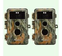 Pack x2 Caméras de Chasse Nocturne Vision 64MP HD 1296P,Détection de Mouvement PIR de 70° No Glow Invisible,Étanche IP66|A252 Vert Militaire Mat
