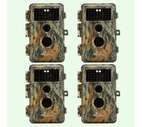 Pack x4 Caméras de Chasse Nocturne Vision 64MP HD 1296P,Détection de Mouvement PIR de 70° No Glow Invisible,Étanche IP66|A252 Vert Militaire Mat