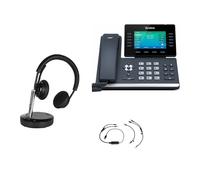 Pack Yealink T54W + Electronic Hook Switch (EHS) + Cleyver DECT2 USB Duo Professional pack with IP phone, electronic hook switch (EHS), and a wireless
