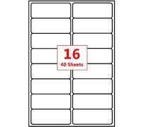 PACK4YA 16 Labels per A4 Sheet, 99.1 x 33.9 mm White Self Adhesive Printable Sticker Sticky Address Shipping Mailing Labels, Compatible with Inkjet and Laser Printers (40 Sheets)