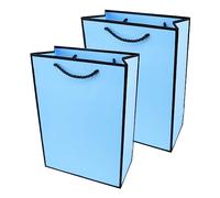 PACK4YA - 2 x Paper Bags Pouches, Black Edge Matt Laminated Gift Bags, Kraft Present Bag with Handles for Birthday, Wedding, Christmas, Party, Shopping, Baby Shower, Retail, 20x10x28 cm (Blue, 2 Pcs)