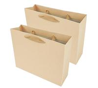 PACK4YA - 2 x Paper Bags Pouches, Brown Matt Laminated Gift Bags, Kraft Present Bag with Handles for Birthday, Wedding, Christmas, Party, Shopping, Baby Shower, Retail, 27x8x21 cm (Brown, 2 Pcs)