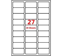 PACK4YA 27 Labels per A4 Sheet, 63.5 x 29.6 mm White Self Adhesive Printable Sticker Sticky Address Shipping Mailing Labels, Compatible with Inkjet and Laser Printers (20 Sheets)