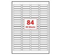 PACK4YA 84 Labels per A4 Sheet, 46 x 11.1 mm White Self Adhesive Printable Sticker Sticky Address Shipping Mailing Labels, Compatible with Inkjet and Laser Printers (40 Sheets)