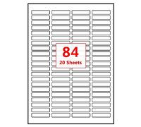 PACK4YA 84 Labels per A4 Sheet, 46 x 11.1 mm White Self Adhesive Printable Sticker Sticky Address Shipping Mailing Labels, Compatible with Inkjet and Laser Printers (20 Sheets)
