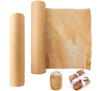 PACK4YA Honeycomb Cushioning Wrapping Paper 30cm×30m (12"×98') Eco-Friendly Packaging Paper Protective Kraft Packing for Moving Shipping Suppliers with 10 Fragile Stickers Labels(Brown)