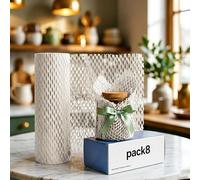 Pack8 Honeycomb Sustainable Paper Packaging Roll | Eco-Friendly Brown paper bubble wrap cushioning for Breakables,Packing,Shipping, Gift|Expandable upto 40-50%, White (1, 50m x 12")