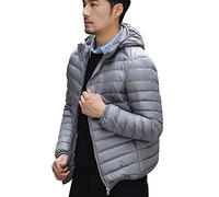Packable Down Jacket Men Lightweight Mens Puffer Jacket with Hood Quilted Jacket Light Padded Jackets Mens Ultralight Down Coat Hooded Hoodless Waterproof Puffer Jackets Mens Down Parka Large Grey XXL