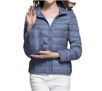 Packable Lightweight Down Jacket Womens Cropped Puffer Jacket,Ultra Light Hood Puffer Jacket,Long Sleeve Zip Up,with Pockets,Short Bubble Overcoats Winter Warm Outwear