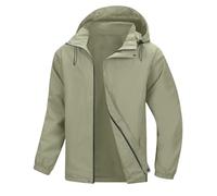 packable waterproof jacket - Mens Full Zipper Softshell Waterproof Jacket Lightweight Outdoor Hiking Rain Hooded Windbreak Coat Climbing Plain Military Work Hoody Raincoat with Pocket