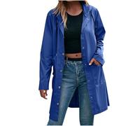 Packable Waterproof Jacket Womens Foldable Rain Jackets Lightweight Hooded Long Raincoat Windproof Jacket Ladies Breathable Functional Coats for Cycling, Running, Daily Use Active Outdoor