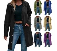 Packable Waterproof Jacket Womens Foldable Rain Jackets Lightweight Hooded Long Raincoat Windproof Jacket Ladies Breathable Functional Coats for Cycling, Running, Daily Use Active Outdoor