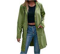 Packable Waterproof Jacket Womens Foldable Rain Jackets Lightweight Hooded Long Raincoat Windproof Jacket Ladies Breathable Functional Coats for Cycling, Running, Daily Use Active Outdoor