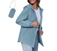 Packable Waterproof Jacket Womens Waterproof Jacket Packable Lightweight | Ladies Sleek Hooded Raincoat for Walking, Holiday & Festivals Blue