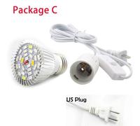 (Package C US plug) 28 LED Bulb Full spectrum Plant Grow Light lamp Dual Head plants flowers growing lights Indoor Hydroponic greenhouse grow tent