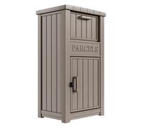Package Delivery Box for Outside, Large Parcel Drop Box with Lockable Secure, Waterproof and Anti-Theft Storage for Porch, Curbside, House (Light Brown)