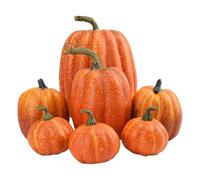 Package Of 7 Pieces Assorted Sizes Autumn Artificial Pumpkins - Large Artificial Pumpkins Fall Decoration, Faux Harvest Pumpkin For Autumn Thanksgiving Halloween Seasonal Holiday Decor