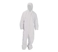 PACKAGING AND DISPOSABLES Disposable Coveralls Overalls Boilersuit Hood Painters Protective Suit (White) (1, XX-Large)