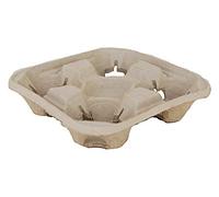 PACKAGING AND DISPOSABLES Disposable Cup Carry Trays Takeaway Carrier Cup Holders Cardboard Tea Coffee (4 Cup) - Practical, Beverages, Stackable, Rectangular, Free-standing, 1 count