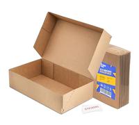 Packaging Hero 32x22x6 cm Corrugated Cardboard Mailing Boxes, Brown, with Free Clear Round Stickers (Pack of 6) A4 size