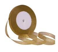 Packaging Ribbon 2pc 25Yards/Roll 10mm Gold/Silver Metallic Glitter Ribbon DIY Craft Sewing Packing Wedding Party Year Decor Tape(Golden Yellow)