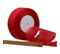 Packaging Ribbon 3pc 12mm 15mm 20mm 25mm 40mm 50mm White Organza Ribbon DIY Crafts Supplies Wedding Party Decoration Wrapping 50yards/Roll(Red,25mm Organza)