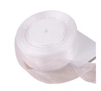 Packaging Ribbon 3pc 12mm 15mm 20mm 25mm 40mm 50mm White Organza Ribbon DIY Crafts Supplies Wedding Party Decoration Wrapping 50yards/Roll(Color1,15mm Organza)