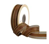 Packaging Ribbon 3pc (8 Meters/lot) 1'' (25mm) Gold Edge Satin Ribbons Packaging Ribbon Wedding(Coffee)